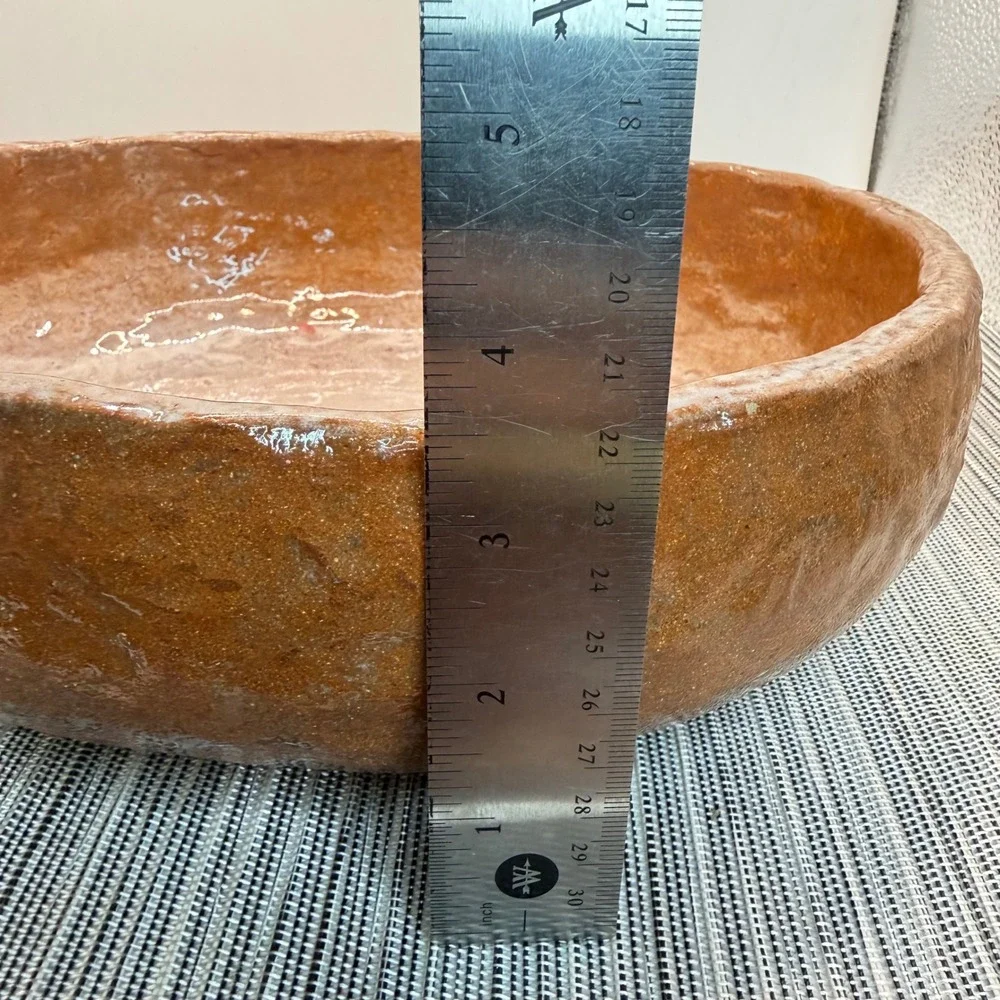 Signed Studio Pottery Terracotta Bowl Handcrafted Rustic Organic 12 inch Brown